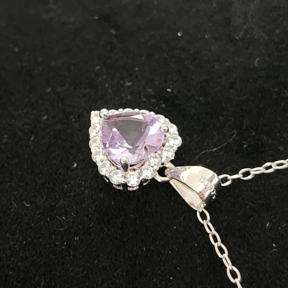 VTG 925 Amethyst & CZ Heart Necklace by UD - Picture 3 of 11